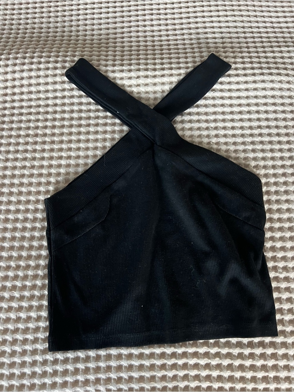 Cross-Strap Black Women's Tank Top